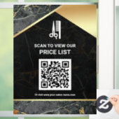Prijslijst QR-code haar-make-up salon grijs marmer Raamsticker (Huis)