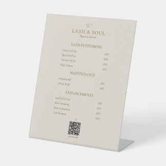 Prijslijst QR Zand Lash Extension Studio Reclamebord Met Voetstuk