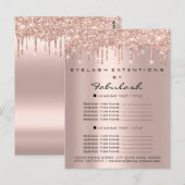 Prijslijst Roos Gold Drives Eyelashes Makeup Brows Briefkaart (Voorkant / Achterkant)