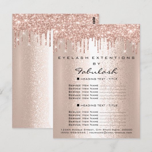 Prijslijst Roos Gold Drives Eyelashes Makeup Hair Briefkaart (Voorkant / Achterkant)