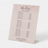 Prijslijst roos Gold Glitter Service Menu Reclamebord Met Voetstuk (Voorkant)