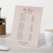 Prijslijst roos Gold Glitter Service Menu Reclamebord Met Voetstuk (Insitu)