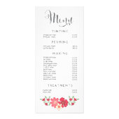 Prijslijst Roze Beauty Salon Beautician Menu (Voorkant)