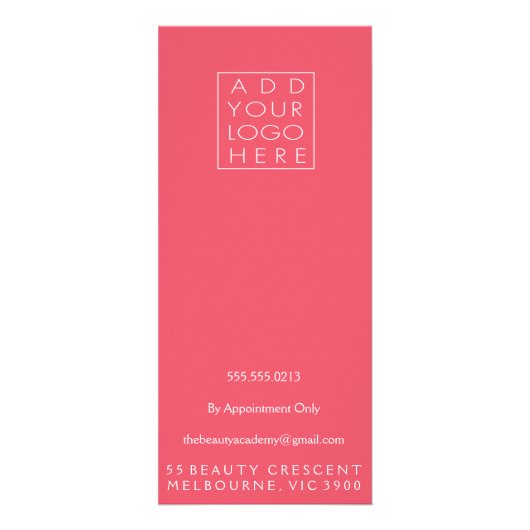 Prijslijst Roze Beauty Salon Beautician Menu (Achterkant)