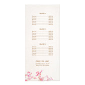 Prijslijst roze Cherry Blossom Beauty Salon Reclamekaart (Achterkant)