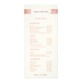 Prijslijst roze Confetti Glitter Salon Reclamekaart (Voorkant)