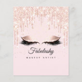 Prijslijst Roze Glitter Flyer Make-up Artist Salon (Achterkant)