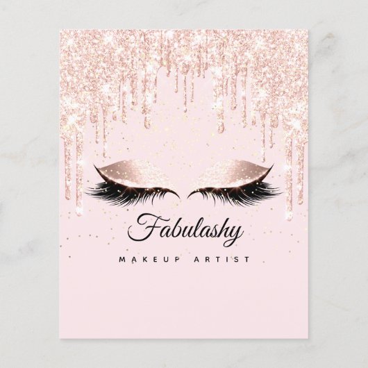 Prijslijst Roze Glitter Flyer Make-up Artist Salon (Achterkant)