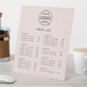 Prijslijst | Roze minimalistische zakelijke Logo Reclamebord Met Voetstuk (Insitu)