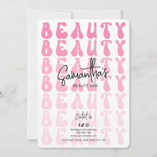 Prijslijst roze moderne schoonheidslash (Achterkant)