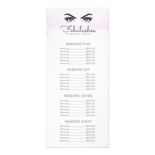 Prijslijst roze wolkenkrabber reclamekaart (Achterkant)