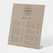 Prijslijst | Rustic Kraft Business Logo Modern Reclamebord Met Voetstuk (Voorkant)