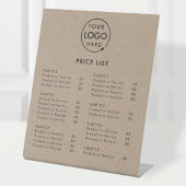 Prijslijst | Rustic Kraft Business Logo Modern Reclamebord Met Voetstuk