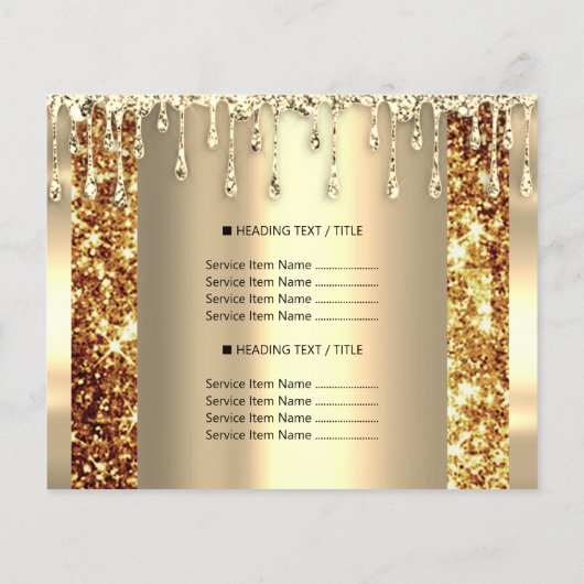 Prijslijst Schoonheid Make-up Nagels Goud Glitters Flyer (Achterkant)