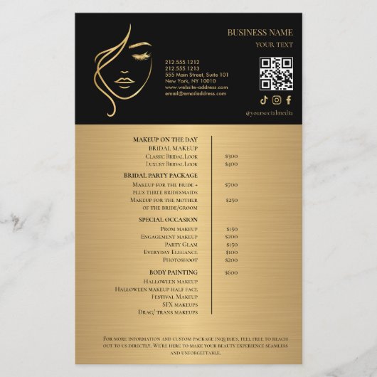 Prijslijst Schoonheidssalon Make-up Flyer (Voorkant)