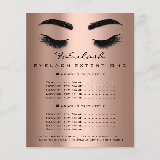 Prijslijst Schoonheidssalon Visagist Skinny Rose Flyer (Voorkant)