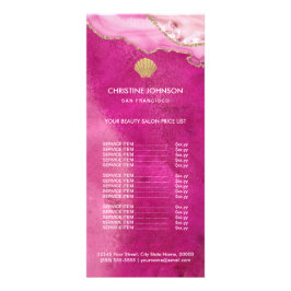 prijslijst seashell logo op roze reclamekaart