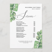 Prijslijst Service Menu Modern Foliage Hair Salon (Voorkant)