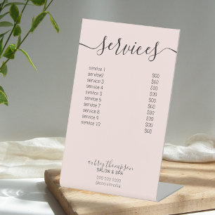 Prijslijst Service Minimalistische Calligrafie Reclamebord Met Voetstuk
