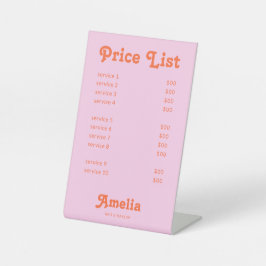 Prijslijst Service Retro Roze Oranje Sokkel Bord Reclamebord Met Voetstuk