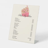 Prijslijst Services Lijst Roze Nail Beauty Salon Reclamebord Met Voetstuk (Voorkant)