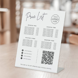 Prijslijst Social Media Website QR Code Business Reclamebord Met Voetstuk