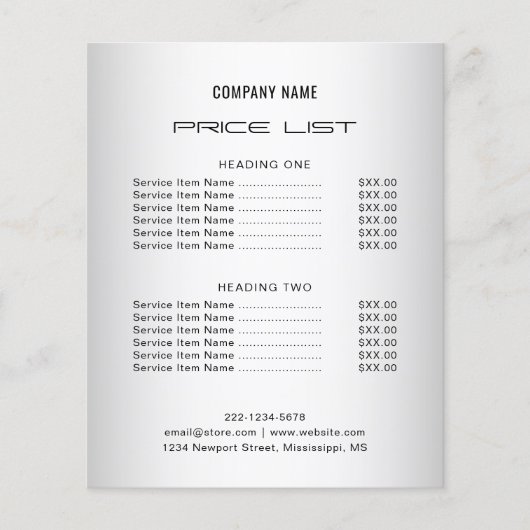 Prijslijst sociale media met vervaagde grijze acht flyer (Voorkant)