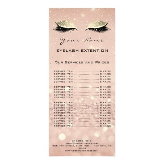 Prijslijst - streepjesverlengingscode - Blush Gold Reclamekaart (Achterkant)