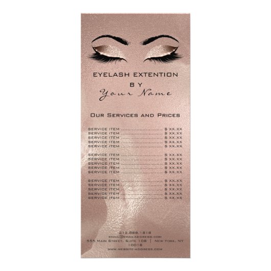 Prijslijst - streepjesverlengingscode - Roos goude Reclamekaart (Achterkant)