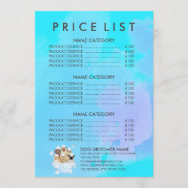 Prijslijst Teal Huisdierverzorger Zittende Hond Ka Menu