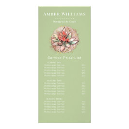 Prijslijst Therapeut Succulente Yoga Genezende Spa Reclamekaart