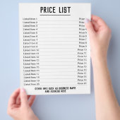 Prijslijst. Tot 20 artikelen & prijzen. Enkelzijdi Flyer (Hand)