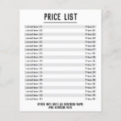 Prijslijst. Tot 40 artikelen & prijzen. Dubbelzijd Flyer (Achterkant)