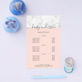 Prijslijst van elegante zwarte roze marmer flyer (Enkel)