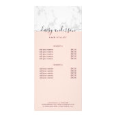 Prijslijst van elegante zwarte roze marmer reclamekaart (Achterkant)