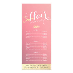 Prijslijst van Haarstylist Makeup Salon Gold-schaa Reclamekaart