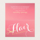 Prijslijst van Haarstylist Makeup Salon Gold-schaa Visitekaartje (Buitenkant ongevouwen)