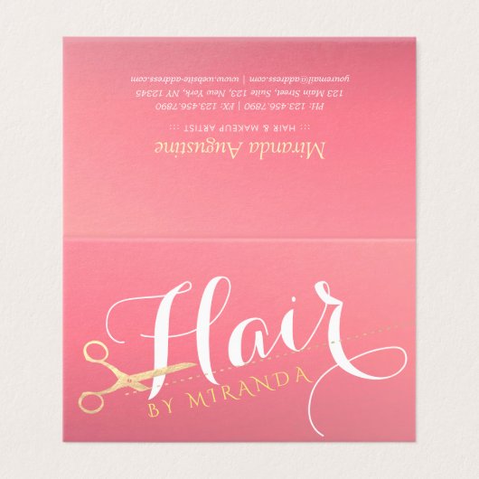 Prijslijst van Haarstylist Makeup Salon Gold-schaa Visitekaartje (Buitenkant ongevouwen)