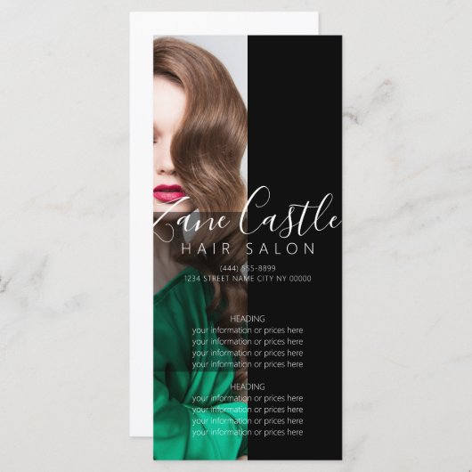 Prijslijst van het menu Hair Salon (Voorkant / Achterkant)