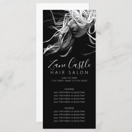 Prijslijst van het moderne menu van de Haar Salon (Voorkant / Achterkant)