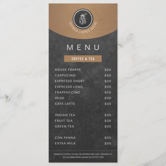 Prijslijst van koper van koper van logo Cafeteria- Menu (Voorkant)