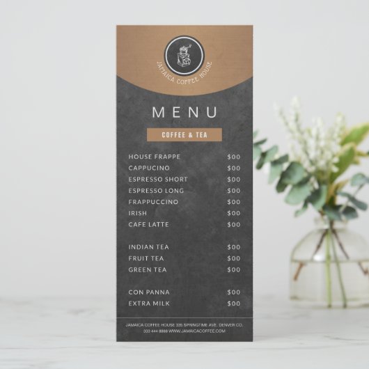 Prijslijst van koper van koper van logo Cafeteria- Menu (Staand voorkant)