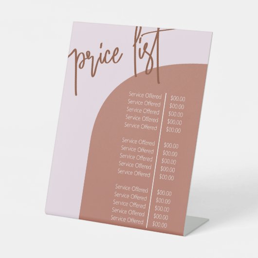 Prijslijst van moderne minimale aardbeenderen reclamebord met voetstuk (Voorkant)