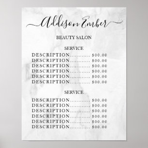 Prijslijst van Vintage Beauty Salon Poster