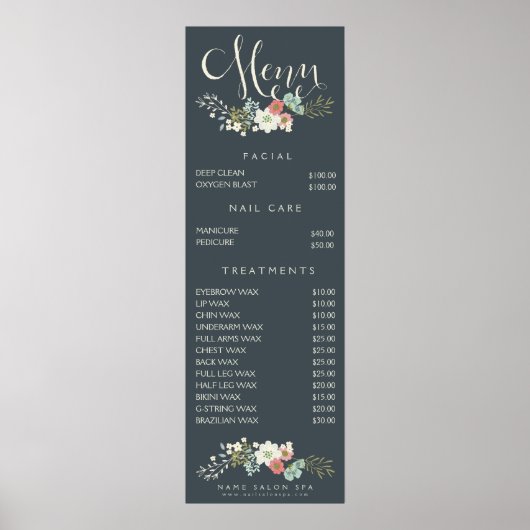 Prijslijst van Wall Print Spa Salon Beautician Men (Voorkant)