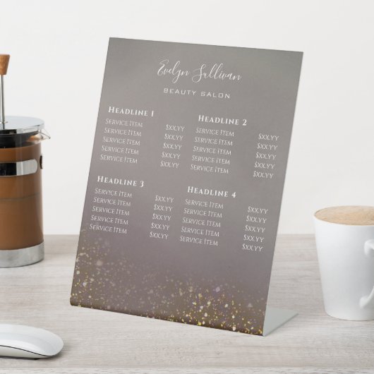 Prijslijst vloeibare glitter Beauty Salon Reclamebord Met Voetstuk (Insitu)