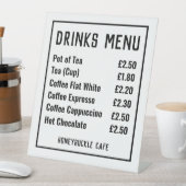Prijslijst voetafdruk Drinken Menu Prijs Reclamebord Met Voetstuk (Insitu)