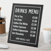 Prijslijst voetafdruk Drinken Menu Prijs Reclamebord Met Voetstuk (Insitu)