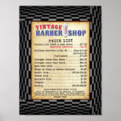  prijslijst voor Barber-winkel Poster (Voorkant)