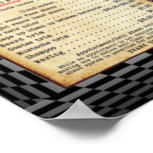  prijslijst voor Barber-winkel Poster (Hoek)